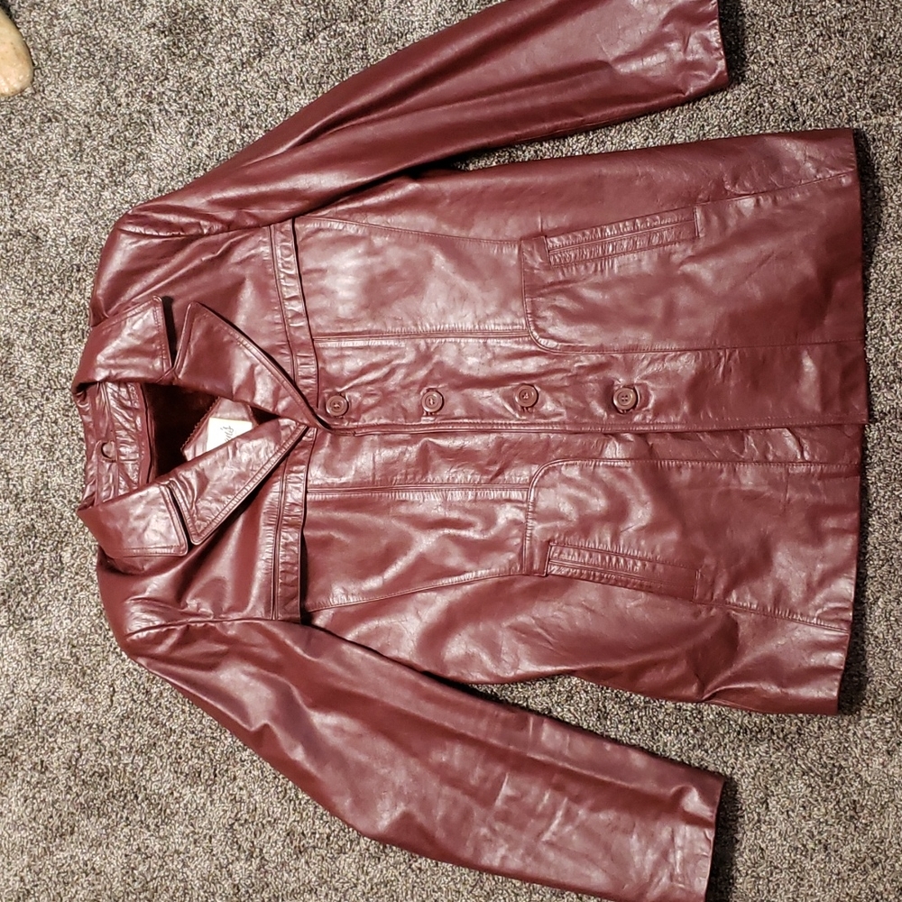 Vintage Berman's Leather Button Up Oxblood Jacket Men's Size Large (42)